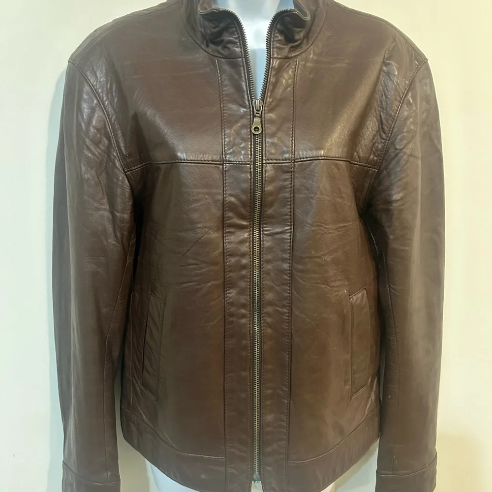 Danier Brown Leather Jacket - Picture 2 of 9